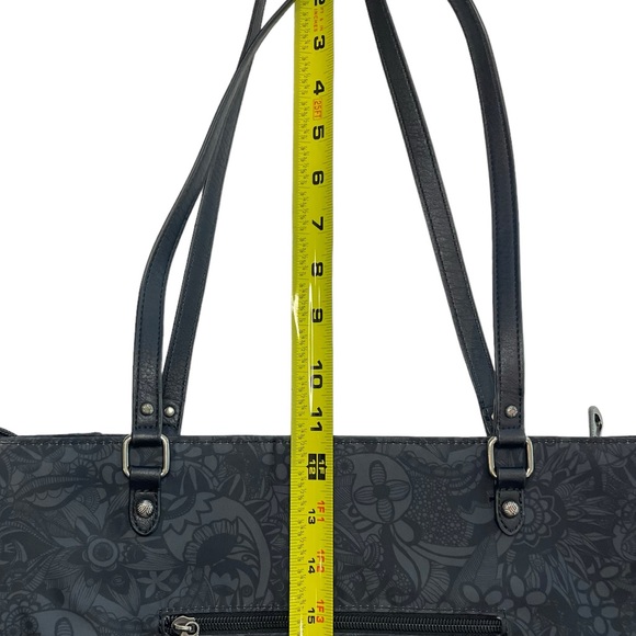 SAKROOTS Easy Clean Shoulder Bag With Paisley Design Black & Grey 11" Drop - Picture 6 of 16